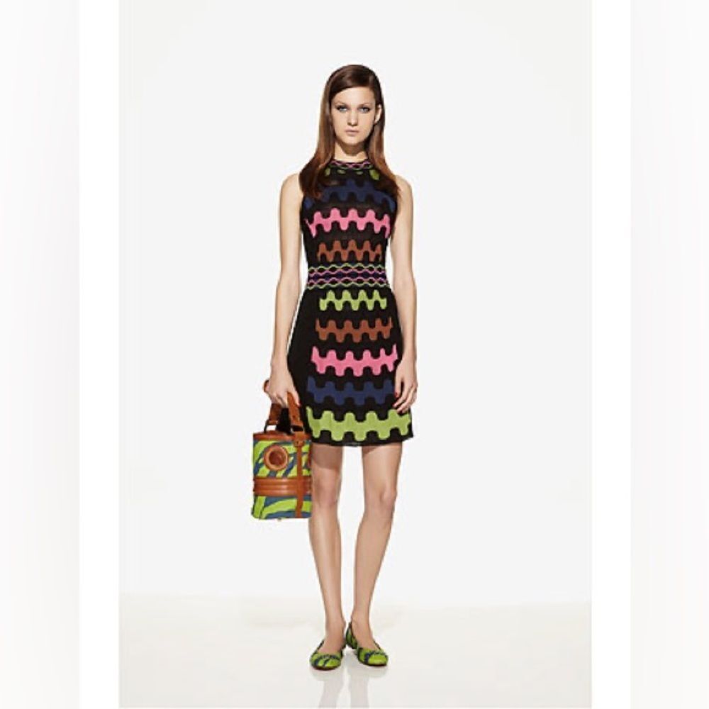 🔥 M Missoni women’s Italian knit Halter zig zag Stripe Knit colorful mini dress